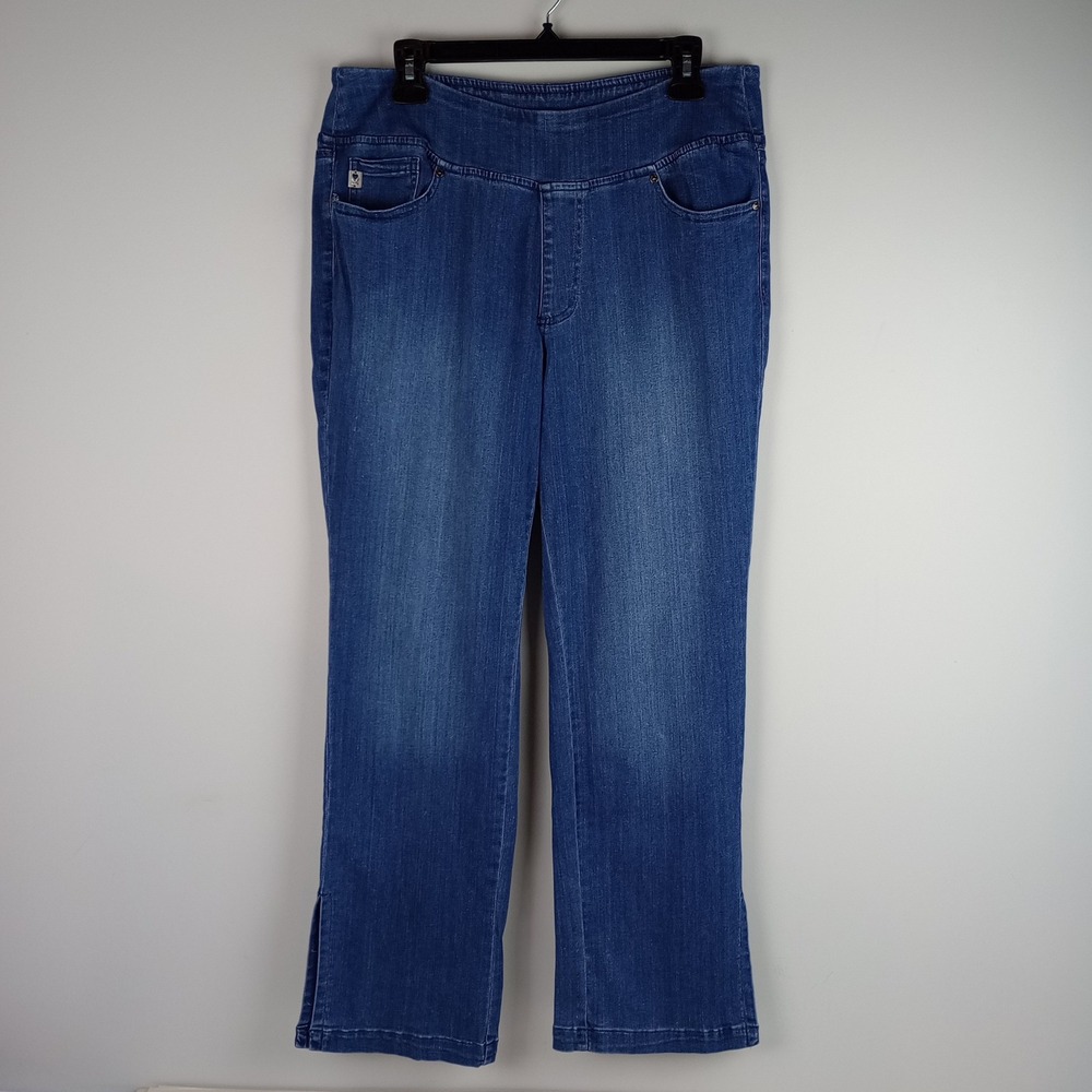 Belle by Kim Gravel Womens 16P Blue Pull On Stretch Straight Leg Denim Jeans